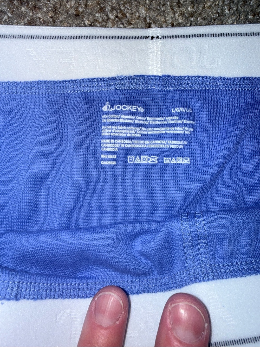 Jockey Men’s Pouch Blue Boxer Briefs with White Waistband - Picture 3 of 3